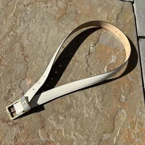 Vintage 80s Cream White Leather Belt Made in USA